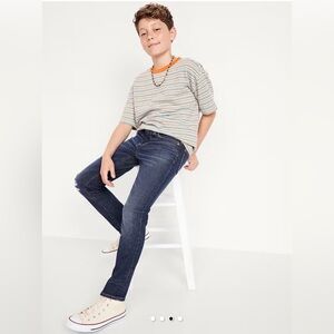 Old Navy Boys Slim 360° Stretch Jeans for Distressed Dark Wash   Size 8     NWOT
